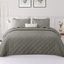 Twin Gray Microfiber Reversible Quilt Bedding Set