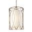 Sausalito Transitional 4-Light Pendant in Silver Gold with White Linen Shade