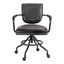 Black Top Grain Leather Swivel Desk Chair with Metal Base