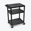 Black Molded Plastic 3-Shelf AV Cart with Wheels