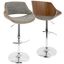 Gray Walnut Adjustable Swivel Barstool with Chrome Base