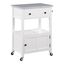 White Granite Top Kitchen Cart with Storage and Wheels