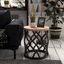 Rustic Round Black Base End Table with Distressed Wood Top