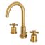 Elegant Millennium Brushed Brass Widespread Bathroom Faucet with Cross Handles