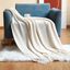 Ivory Knitted Acrylic Throw Blanket with Fringe 50" x 60"