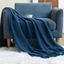 Navy Blue Textured Knit Fringe Throw Blanket 50" x 60"