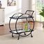 Odessa Glam Black Metal Round Bar Cart with Mirrored Shelves