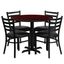 Elegant 36'' Mahogany Laminate Round Dining Set with 4 Red Ladder Chairs