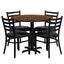 Elegant 36'' Walnut Laminate Round Table Set with 4 Black Vinyl Chairs