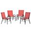 Set of 4 Red and Black Outdoor Stackable Dining Chairs