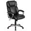 Executive Mid-Back Black LeatherSoft Swivel Office Chair with Padded Arms