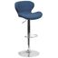 Curvaceous Blue Fabric and Chrome Adjustable Swivel Barstool