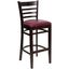 Walnut Wood Ladder Back Barstool with Burgundy Vinyl Seat