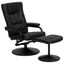 Swivel Black Leather Recliner and Ottoman with Metal Base