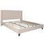 Beige King Upholstered Platform Bed with Nailhead Trim