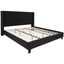 Regal King-Sized Black Metal Frame Bed with Tufted Nailhead Upholstery