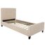 Beige Twin Upholstered Platform Bed with Tufted Headboard