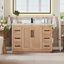 Light Brown Fir Wood Vanity with Calacatta Quartz Top, 48 Inch