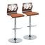 Walnut Wood and Orange Fabric Adjustable Swivel Barstool