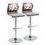 Teal and Walnut Adjustable Swivel Bar Stools with Metal Base