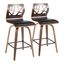 Mid-Century Modern Swivel Counter Stool in Black Leather and Walnut Wood