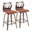 Mid-Century Modern Orange Swivel Wood Counter Stool