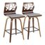 Mid-Century Modern Light Gray Walnut Counter Stool Set