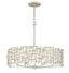 Silver Leaf 6-Light Drum Chandelier with White Linen Shade