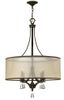 French Bronze 24" Drum Chandelier with Amber Sheer Shade