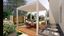 White Aluminum Freestanding Pergola with Motorized Louvers and LED Lighting, 10' x 10'