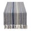 French Blue Cotton Braided Stripe Table Runner with Fringe