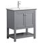 30" Grey Solid Wood & MDF Country Bathroom Vanity with Ceramic Sink