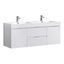 Glossy White 60" Wall-Mounted Double Sink Vanity with Acrylic Top