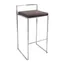 Contemporary Fuji 34" Brown Leatherette Bar Stool with Metal Frame