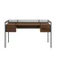 Modern Dark Walnut 56" Glass-Top Writing Desk with Drawers