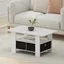 White and Black Rectangular Wood Coffee Table with Storage