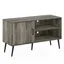 Claude French Oak Grey Mid-Century TV Stand with Cabinet