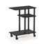 Espresso & Black U-Shape Sofa Side Table with Easy Mobility