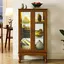 Oak Lighted Curio Cabinet with Adjustable Glass Shelves