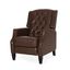 Chic Dark Brown Faux Leather Push-Back Club Recliner