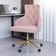 Pink and Gold Velvet Swivel Desk Chair with Adjustable Height