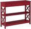 Cranberry Red Wood Console Table with Storage Shelves