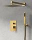 Grandjoy 10" Brushed Gold Rainfall Shower Head System with Handheld Spray