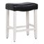 Antique White & Black Wood Leather 24" Saddle Bar Stool