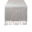 Gray Diamond Cotton Table Runner with Fringed Edges, 15x72 Inches