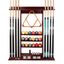 Mahogany Wall Mounted Pool Cue Rack with Score Counter