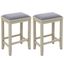 White 25" Backless Rubber Wood Bar Stools with Upholstered Seat