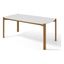 Matte White Rectangular Dining Table with Eucalyptus Wood Legs