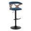 Gardenia Blue Adjustable Swivel Bar Stools with Wood Back