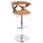 Walnut and Orange Leather Swivel Adjustable Barstool